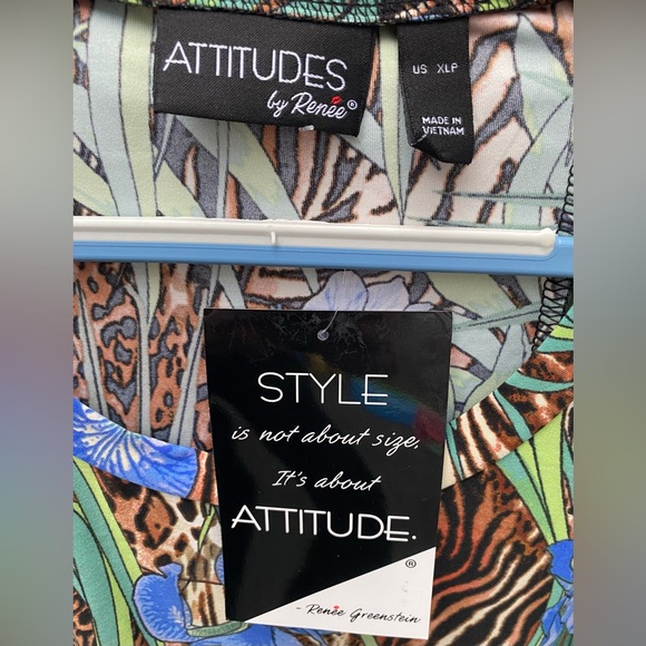 Attitudes by Renee Animal Iris Print Liquid Knit Tunic Blouse - Picture 3 of 5